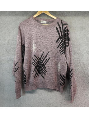 Area Sweater Men Medium Geometric Grandpa Crew Made USA Vtg